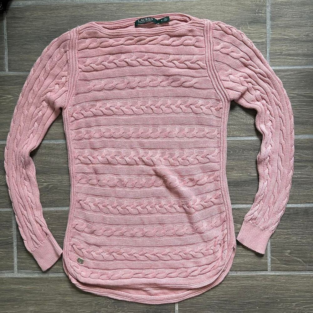 Pink cable knit sweater